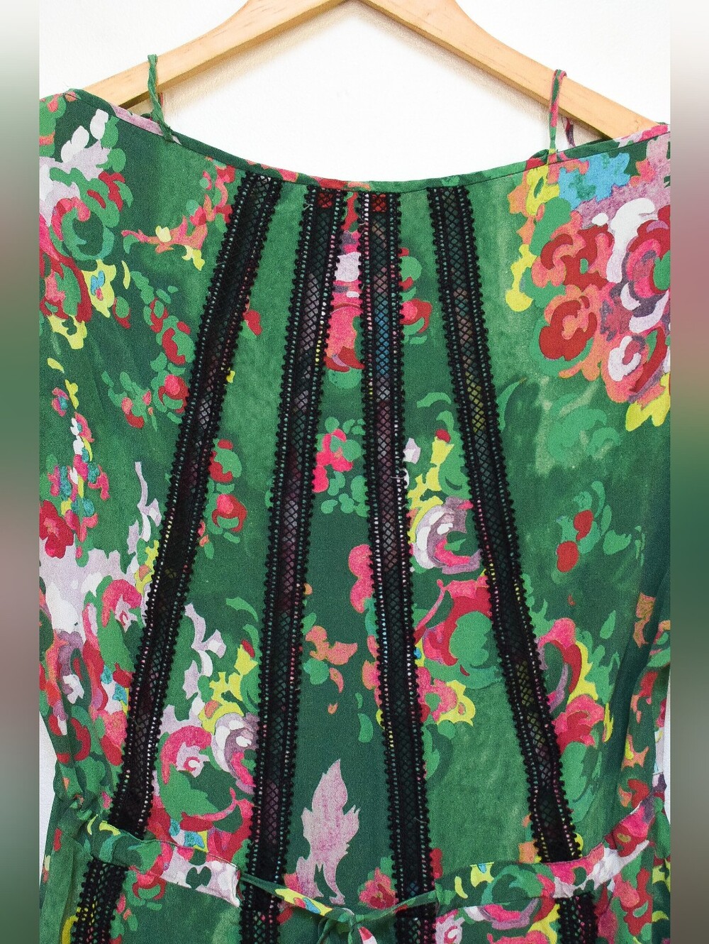 Manning Cartell Flower Show Mini Dress Green Silk Lace Slouchy Size 0 Cocktail - Picture 7 of 13